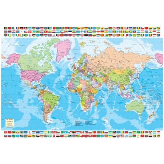 Puzzle adulte - Educa - Carte du monde - 1500 pièces - Voyage et cartes - Intérieur