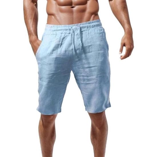 Pantalon Lin Homme Ete Baggy Casual Jogging Yoga Plage Bleu Bleu Cdiscount Pret a Porter