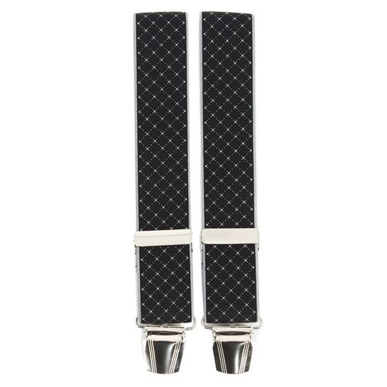 Bretelles de luxe en cuir 6 clips - MF15 - Noir - Homme - Prêt-à-Porter