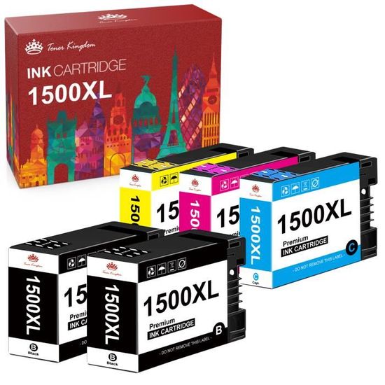 LCL Cartouche D'encre Compatible 1500XL 1500XLE PGI1500XL PGI-1500XL PGI-1500XLBK PGI-1500XLC PGI-1500XLM PGI-1500XLY (KCMY) Remplacement Pour Canon MAXIFY MB2050 MB2150 MB2155