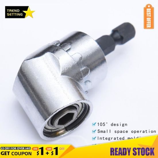 Adaptateur Tournevis 105° Pour Percer Et Visser Dans Les Coins Impossibles - Compatible Hex - 9