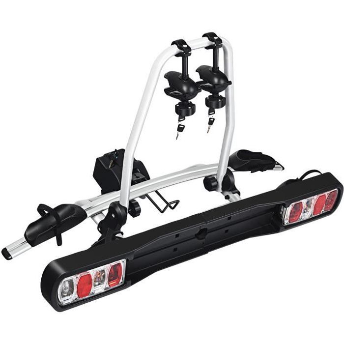COSTWAY Porte-vélos sur Attelage pour 2 Vélos( Convient pour Tous les Types de Vélo ) avec Conception Intelligente de Basculement