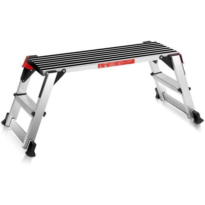 GOPLUS Escabeau,Marchepied,Plate-forme de Travail Pliable en Aluminium,Marchepied,Echelle Multifonctionnel avec Verrous de Sécurité
