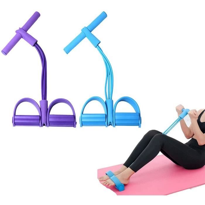 Corde de Tension Multifonctionnelle,Élastique Tension Pied de Pédale,Sit-up Bodybuilding Expander,4 Tube Jambe Exerciseur,bleu