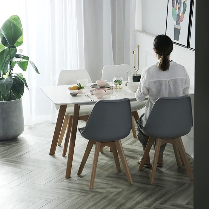 Lot de 4 Chaise de salle à Manger Design en Simili cuir et bois massif - Design Scandinave Gris foncé Lorenzo