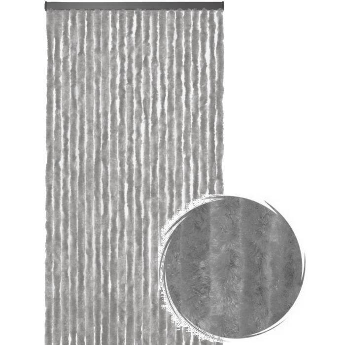 Rideau de porte Chenille de qualité supérieure, Protection de vos espaces intérieurs, Anti-Insectes 90 x 220 cm Uni gris