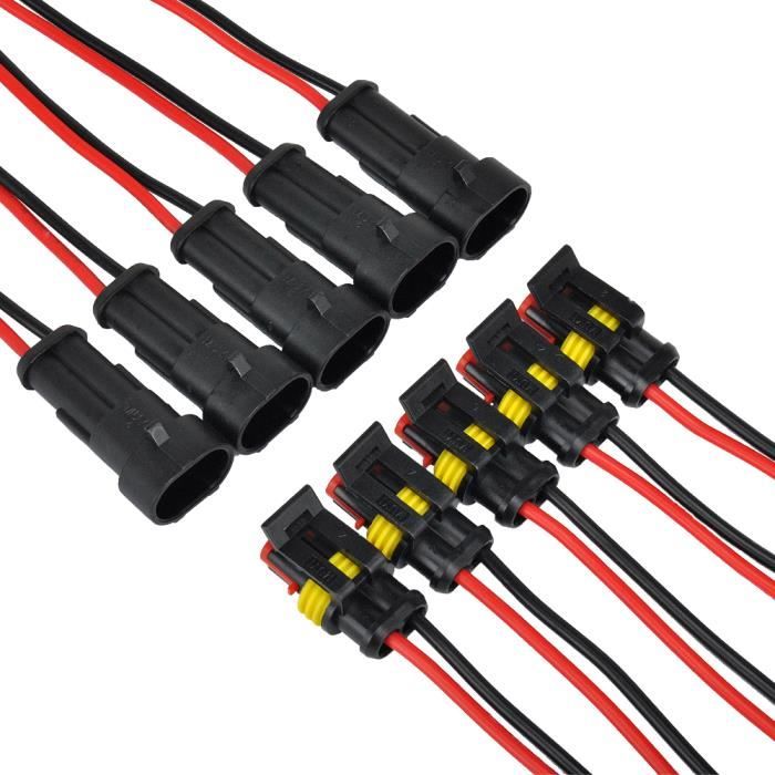 2 Broches 16 AWG Connecteur étanche électrique avec fil IP67 AMP PA66 Connecteur Imperméable