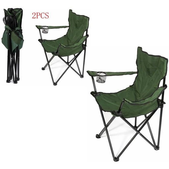 Lot de 2PCS Chaise Camping Chaises de Camping ou de Jardin Pliables