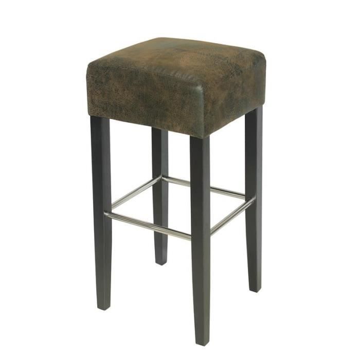 Tabouret de bar bois de hêtre massif wengé et brun vieilli - MYCO00634