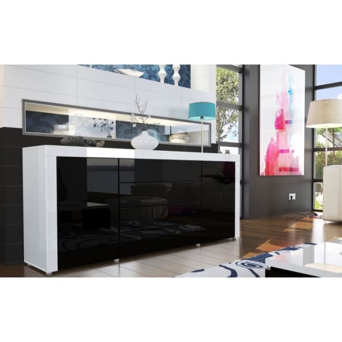 Buffet design laqué blanc / noir