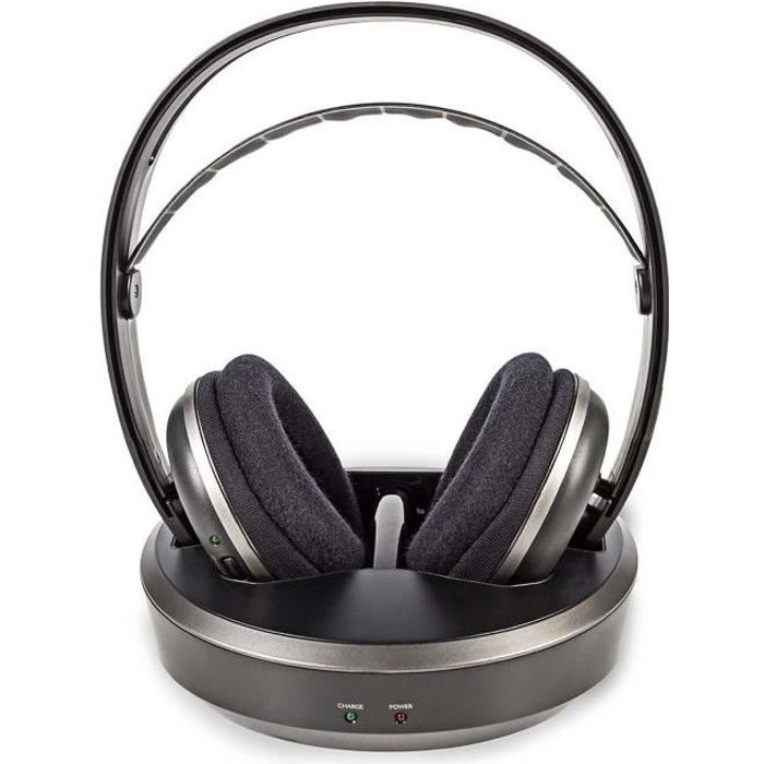 CASQUE TV SANS FIL RF RADIO RECHARGEABLE SUR SOCLE TELE TELEVISION PORTEE 100m
