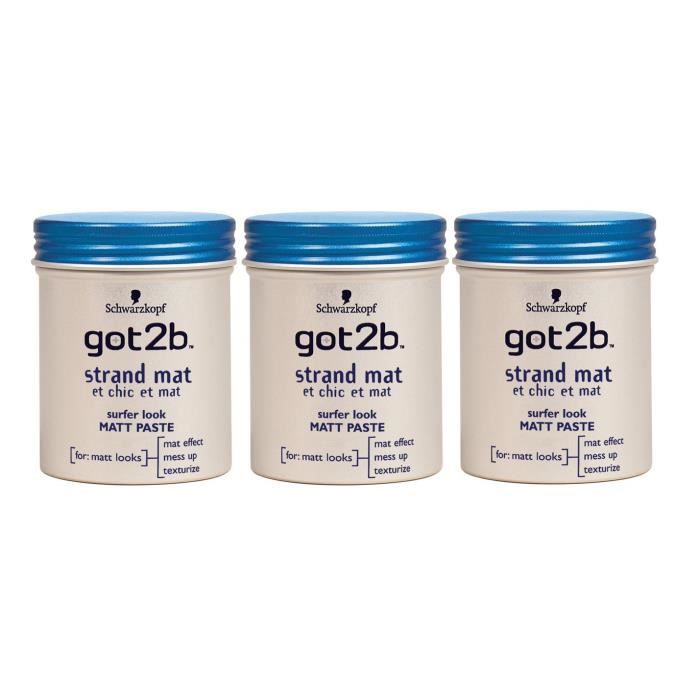got2b - Pâte Coiffante Cheveux - Chic-Mat Pot 100 ml - Lot de 3