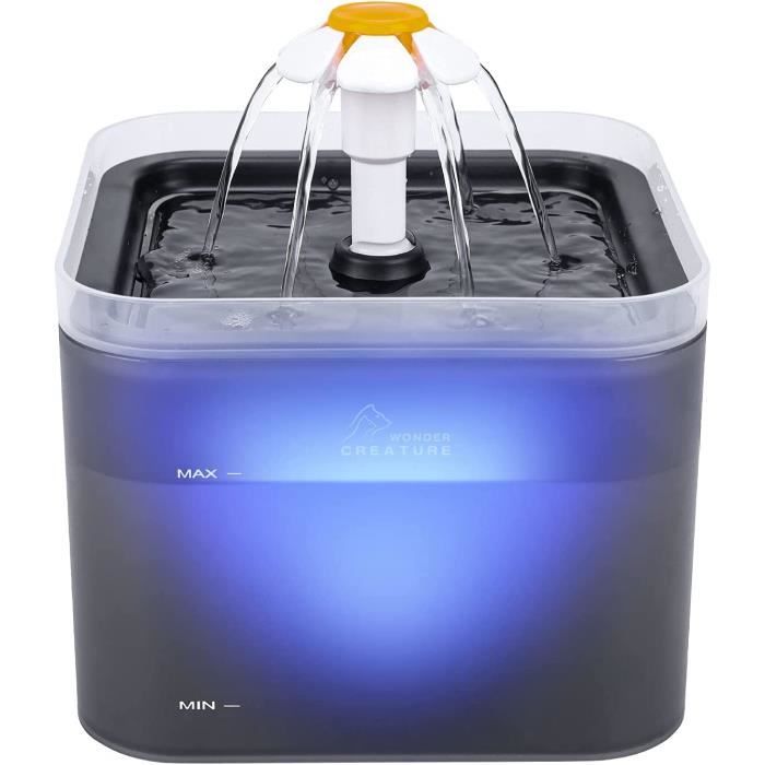 Fontaine à eau pour chat - 2 l - Avec lumière LED et filtre - Pour chats et chiens de petite taille - Gris [799]