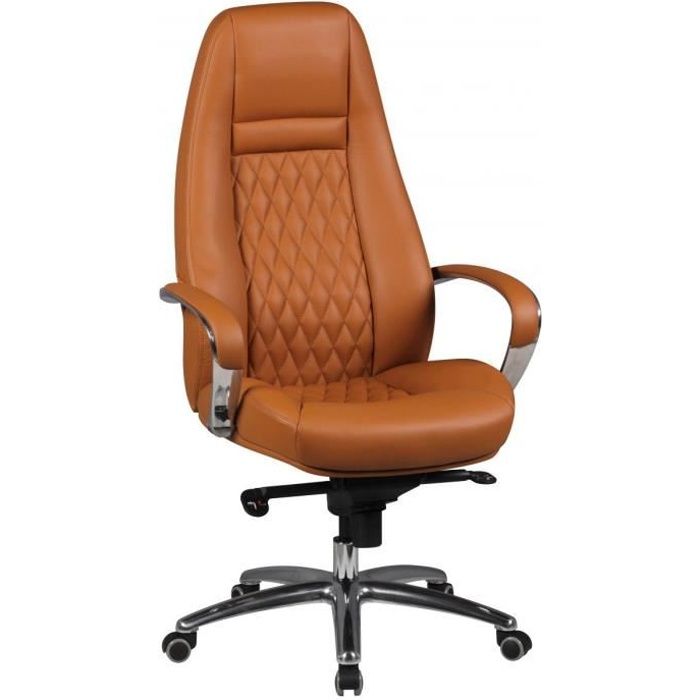 Chaise et fauteuil de bureau marron design en cuir véritable L. 68 x P. 68 x H. 120 - 130 cm collection Nouel VIV-40510 Marron