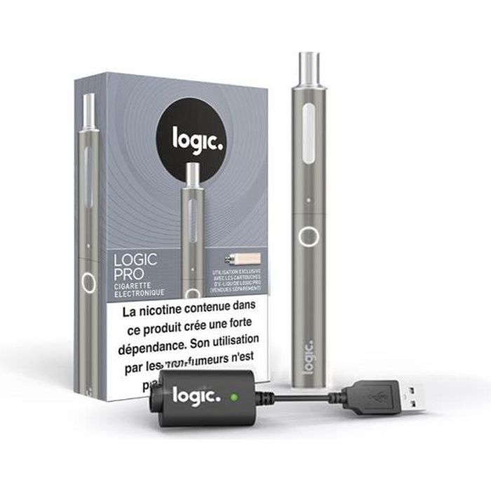 Logic PRO - Cigarette électronique à cartouche Acier avec Chargeur USB