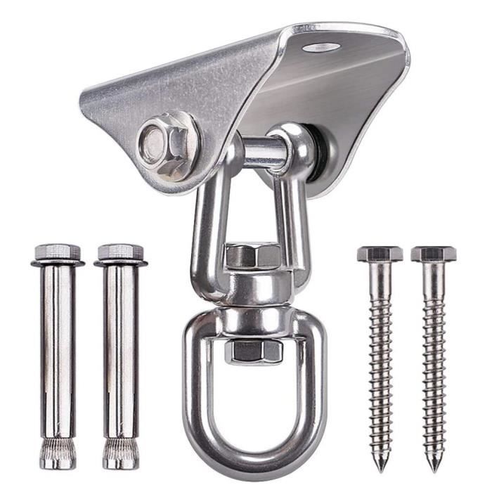 Mobukia 450KG Capacité 304 Acier Inoxydable 360 ° Rotation Crochet De Plafond, Suspension Trainer Kit de suspension pour chaise accr