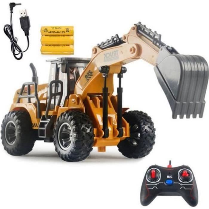 Pelleteuse sur Chenilles télécommandée Excavatrice Pelleteuse camion de chantier Jouet Cadeau pour Garçon Fille 3 4 5 6 Ans