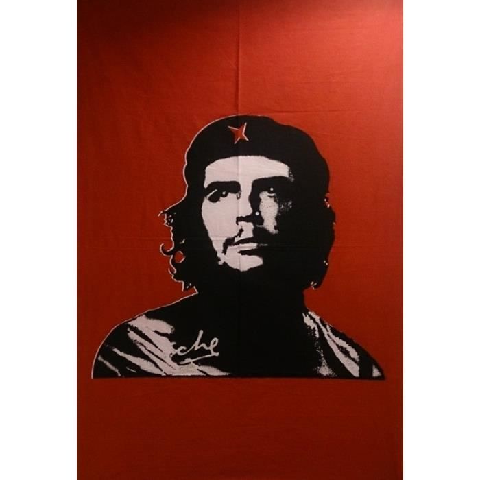 Gribouille Import - Tenture Batik Che Guevara Révolution Rouge Murale Rebel