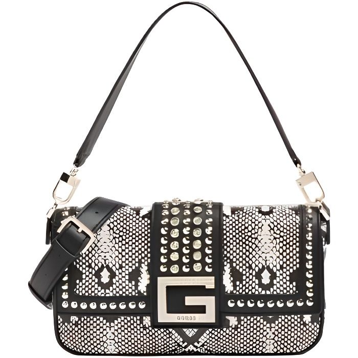 Sac porté épaules Guess ref 53019 27*16*5 Bling Shoulder Black Python TU Noir