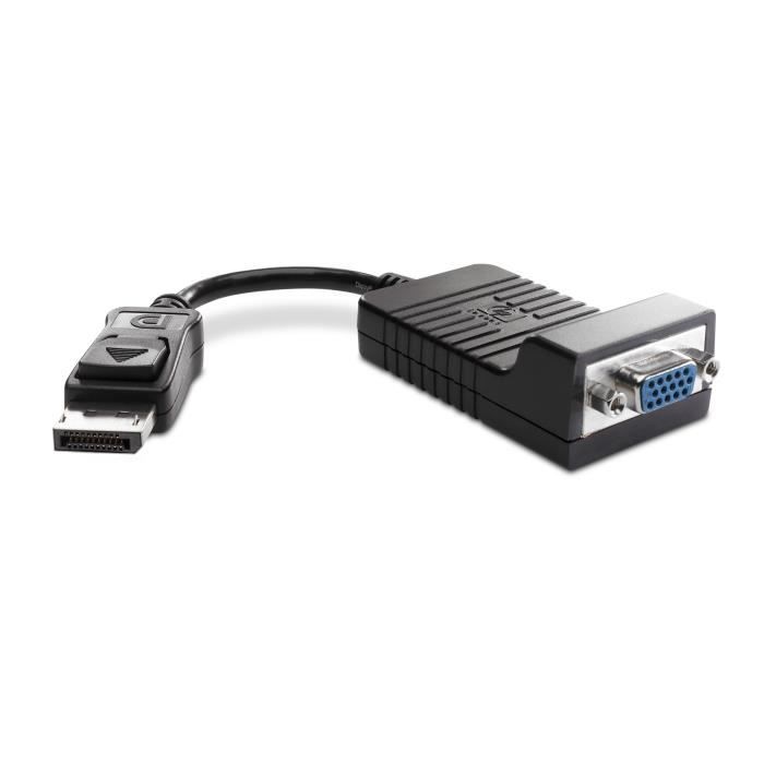 HP Adaptateur DisplayPort à VGA, 0,2 m, DisplayPort, VGA (D-Sub), Mâle-Femelle, 60 g