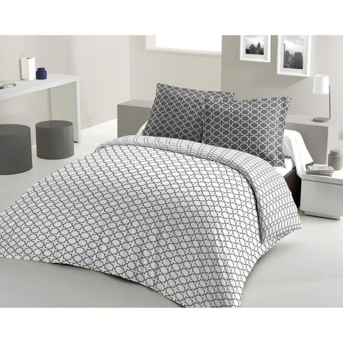 LOVELY HOME Parure de couette Coton ELLY - Blanc - 220x240 cm