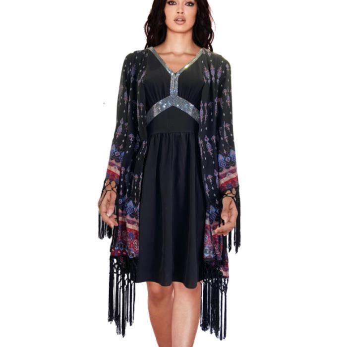 Robe de Plage Cardigan Longue Femmes Grand Châle Kimono Bikini Cover Up Floral Light Airy Beachwear