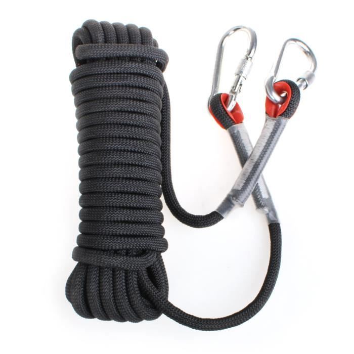 Corde d'escalade en Plein Air 10mm Corde d'escalade 10M - NOIR