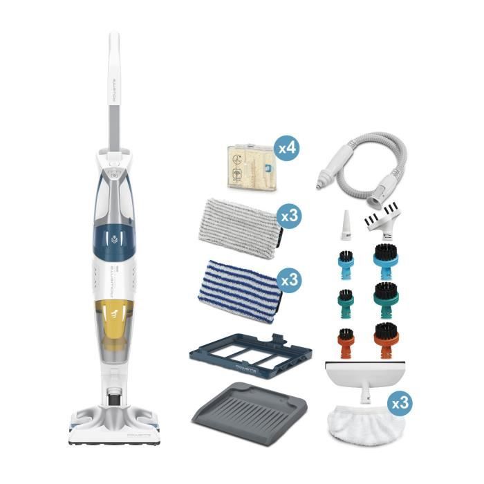 ROWENTA RY8561WH Clean&Steam Multi Nettoyeur vapeur 2 en 1, Nettoie, Aspire, Tous types de sols et surfaces, Nombreux accessoires