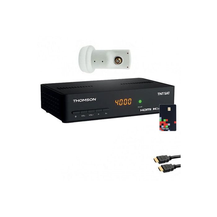 Pack THOMSON Récepteur TV Satellite Full HD + Carte d'accès TNTSAT + LNB Single HDSAT 4 Noir