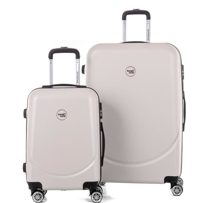 TRAVEL WORLD Ensemble de 2 Valises 50/80cm avec 4 roues Ivoire