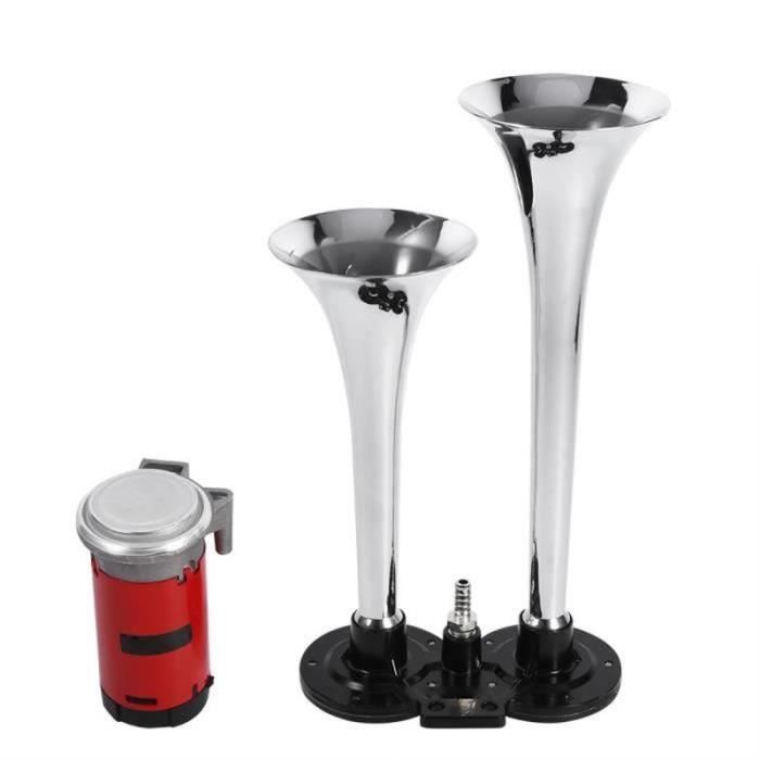 AC20580-Dioche klaxon à air double trompette 12v 150db super fort double trompette air klaxon compresseur voiture bateau camio