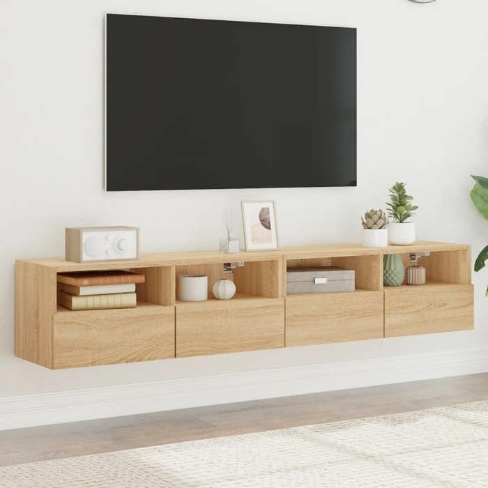 vidaXL Meubles TV muraux 2 pcs chêne sonoma 80x30x30cm bois ingénierie 836873