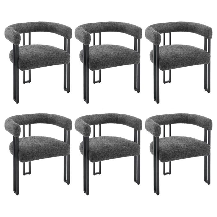 WOLTU Lot de 6 Chaises de Salle à Manger Chaise Salon en Chenille Pieds en Métal Fauteuil Chambre Moderne Gris Foncé W0ATT0321-6