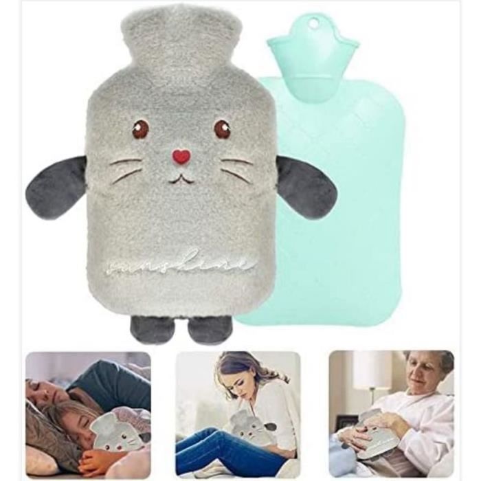 Bouillotte Enfant Peluche Requin - Lot De 2 (rose Et Bleu) - Capacité 1L - Housse Douce Lavable - Pour Règles Douloureuses, Froid, Ou Détente