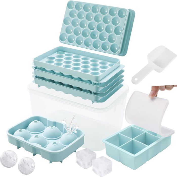 Kit 6 Moules à Glaçons En Silicone Réutilisables Avec Couvercle, Pince Et Pelle - Pour Cocktails, Whisky Et Desserts