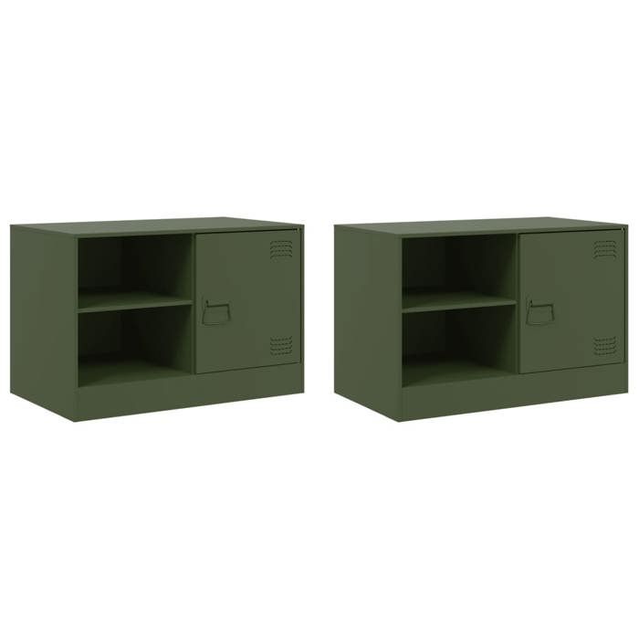 Ensemble de Meubles TV 2 pcs - vert olive 67x39x44 cm acier LL287649