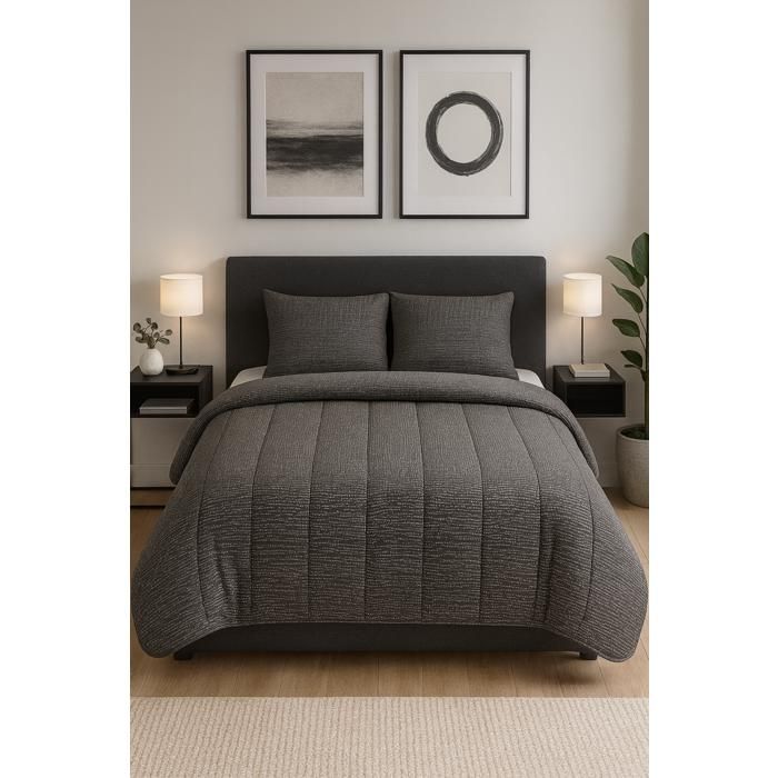 Couette tempérée - MORTREUX - 200x200 cm - Microfibre métal - 350g/m² - 1 ou 2 personnes