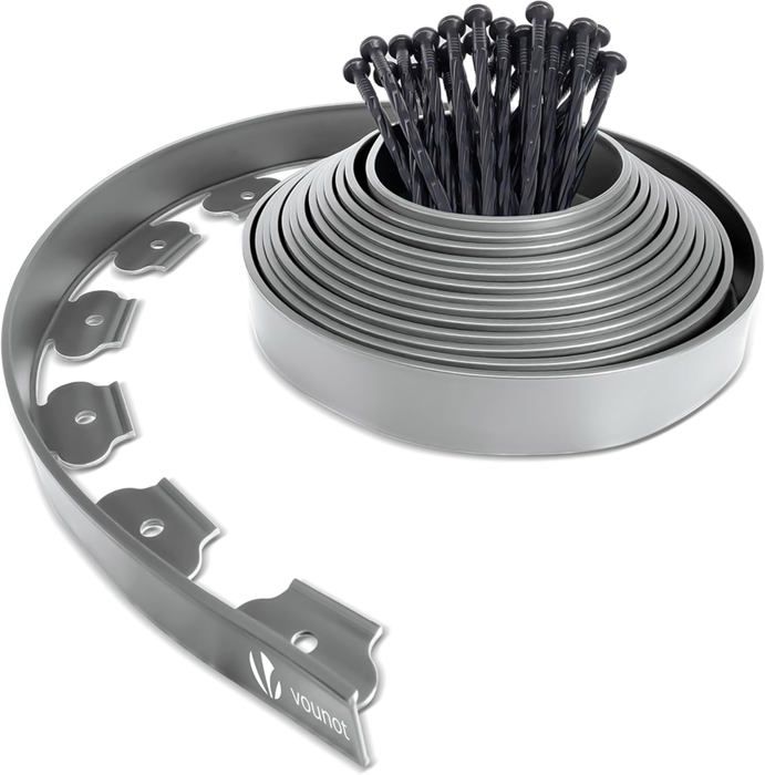 Bordure De Jardin Flexible Oxeo 10m - Hauteur 5cm + 30 Piquets Gris - Démarcation Pelouse Et Massifs
