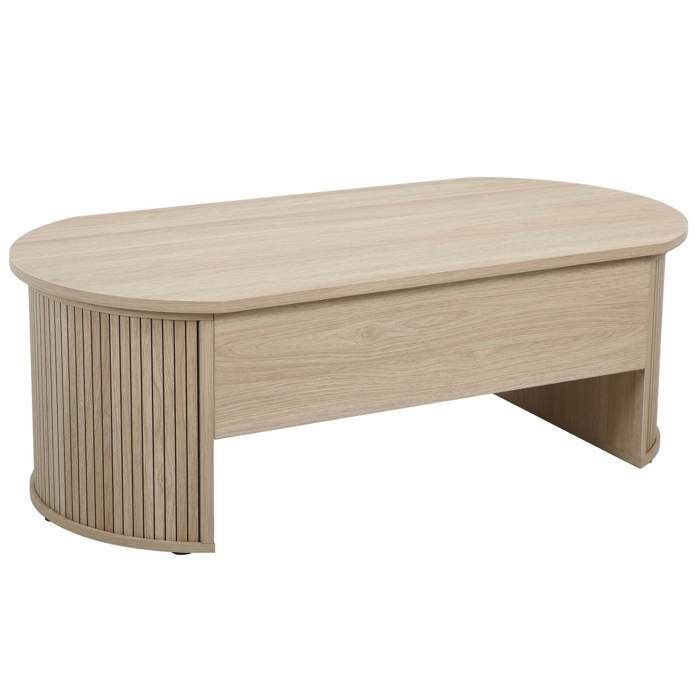 Table basse ovale avec plateau relevable effet bois clair Gaby - Oviala Table basse ovale avec plateau relevable effet bois clair Gaby - Oviala