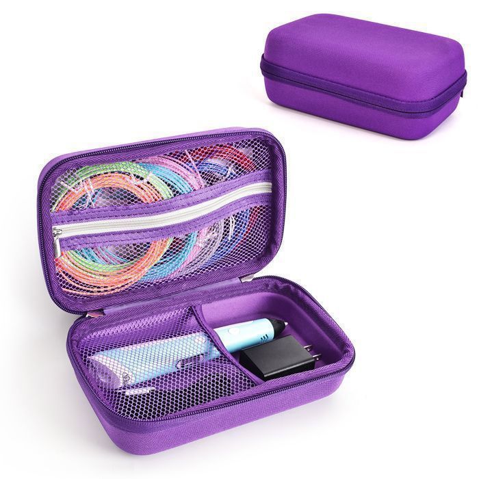 Peyyargo Étui Rigide De Protection Pour Stylo 3D - Compatible MYNT3D Super 3D Pen, FreeSculpt, SCRIB3D P1 - Violet + Jaune (Boîtier EVA Durable)