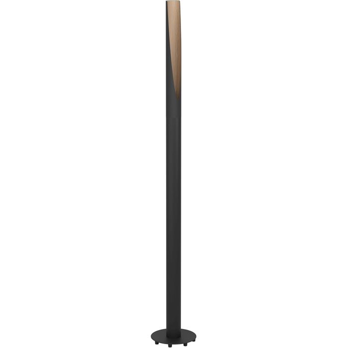 Lampadaire de sol Eglo Barbotto en acier noir et bois naturel 137 cm blanc chaud