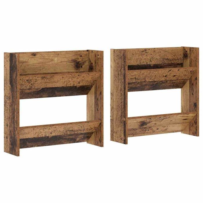 Meuble à chaussures mural - vidaXL - Bois ancien - Bois dingénierie - 80x18x60 cm - 2 étagères - Lot de 2