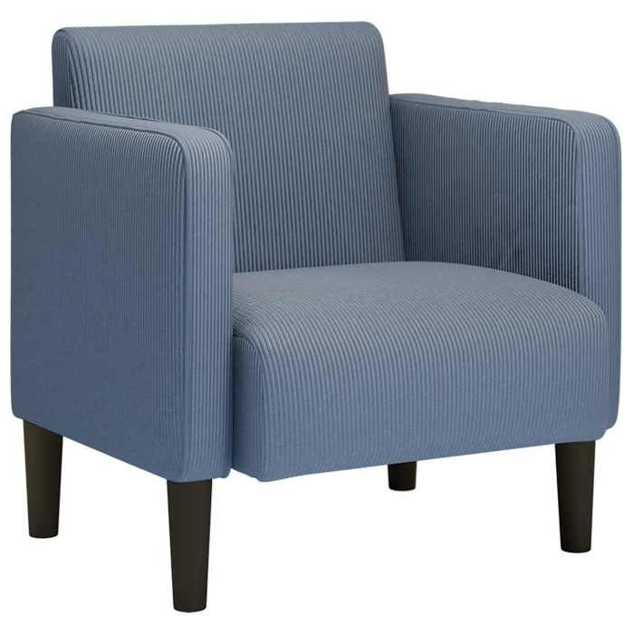 NEUF 2026 CHIC Chaise de canapé SWEETY Fauteuil 1 PLACE accoudoirs bleu 54 cm tissu velours côtelé FF5444
