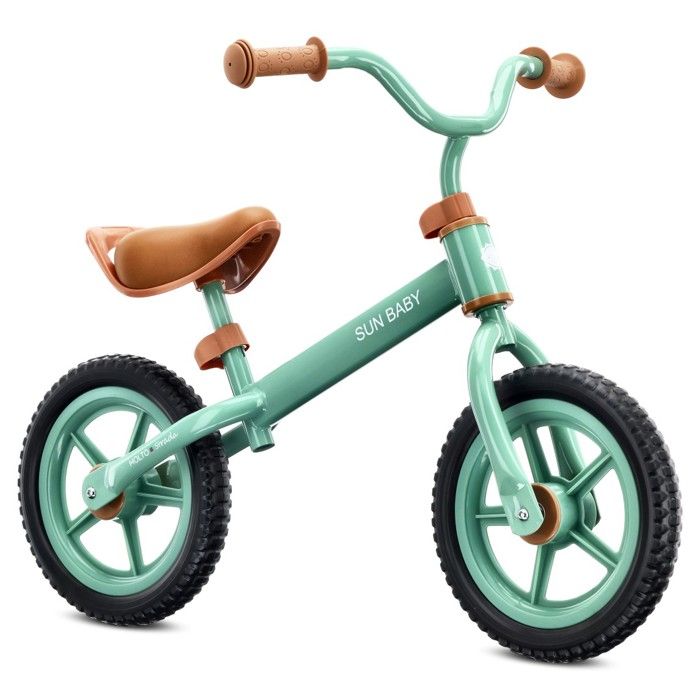 sun baby - Draisienne sans Pédales Molto Strada - max. 30 kg en Métal 2-3 Ans selle/guidon réglables - Sage Green + pneus noirs