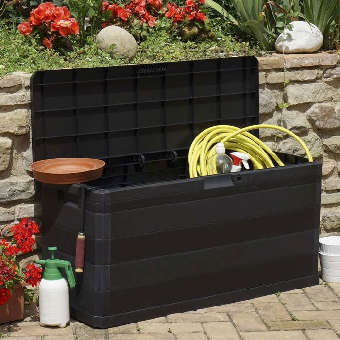 Noir Meuble Coffre de jardin - ZENCORE® Boîte de rangement de jardin - noir 117x45x56cm Top299751791