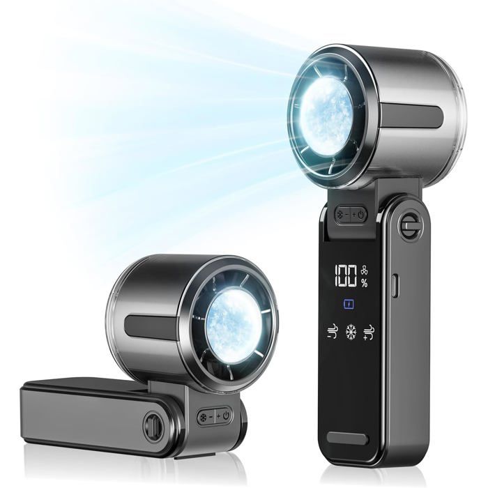 Ventilateur portable à mainmini ventilateur turbo sans balais à 10 000 tr/min et 100 vitessespliable à 120°avec compresse de glac
