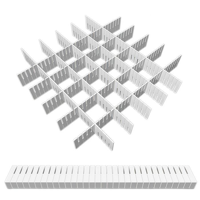 Lot 10 séparateurs tiroirs réglables 40 5cm blanc grille plastique rangement sous-vêtement chaussette cosmétique fourniture bureau