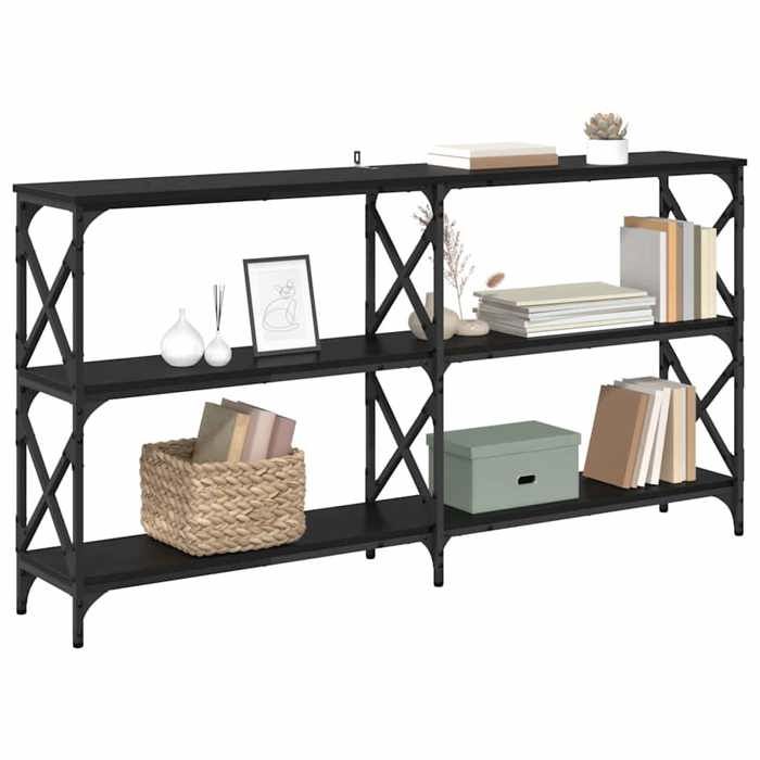 Console Meuble - Noir - Table d’Entrée - Chêne noir 156x28x805 cm Bois dingénierie T9691