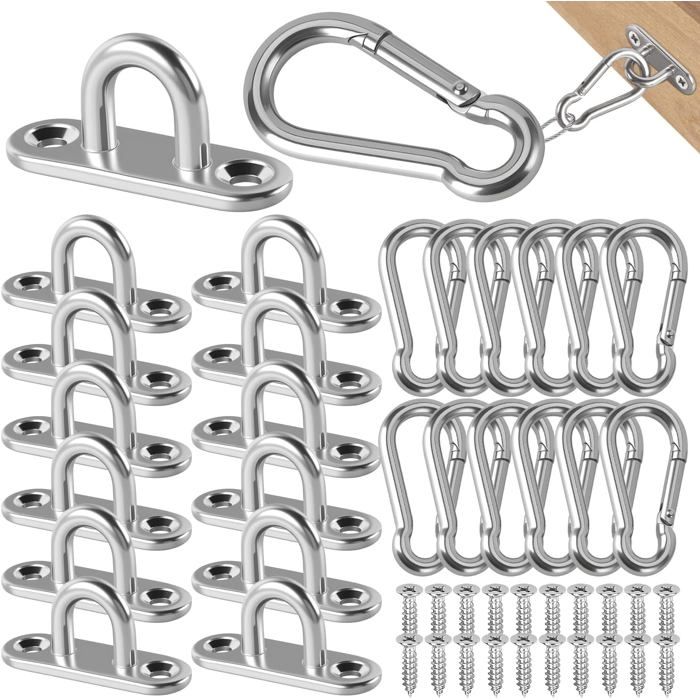 Kit de crochets inox - EVERWOL - 40 pièces - Inox antirouille - Installation facile - Fixation murale et plafond