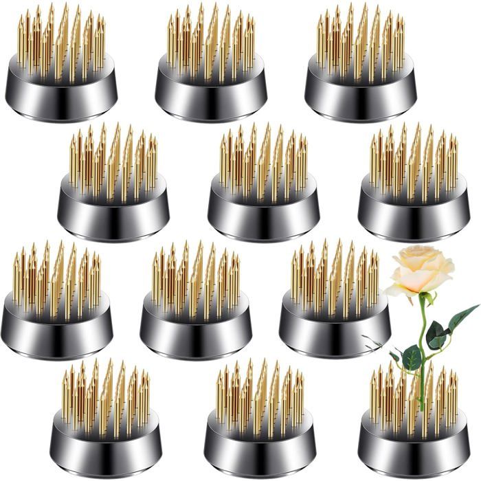 12 grenouilles à fleurs rondes 23mm support à épingles métallique pour arrangement ikebana doré